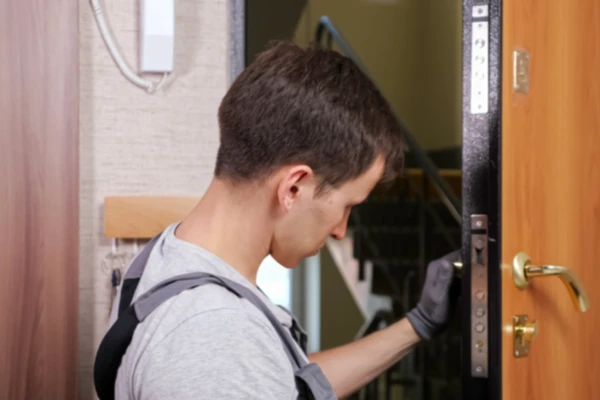 Werker deur aan het herstellen in gent
